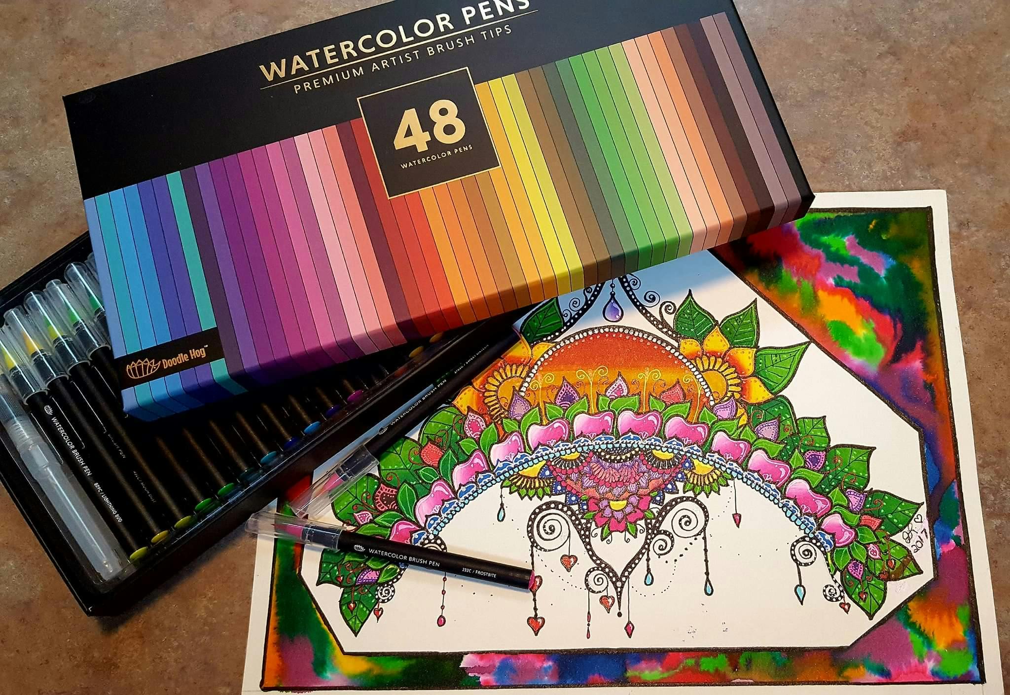 48 Premium Watercolor Brush Pens for Beginner to Professional Artist Doodle Hog